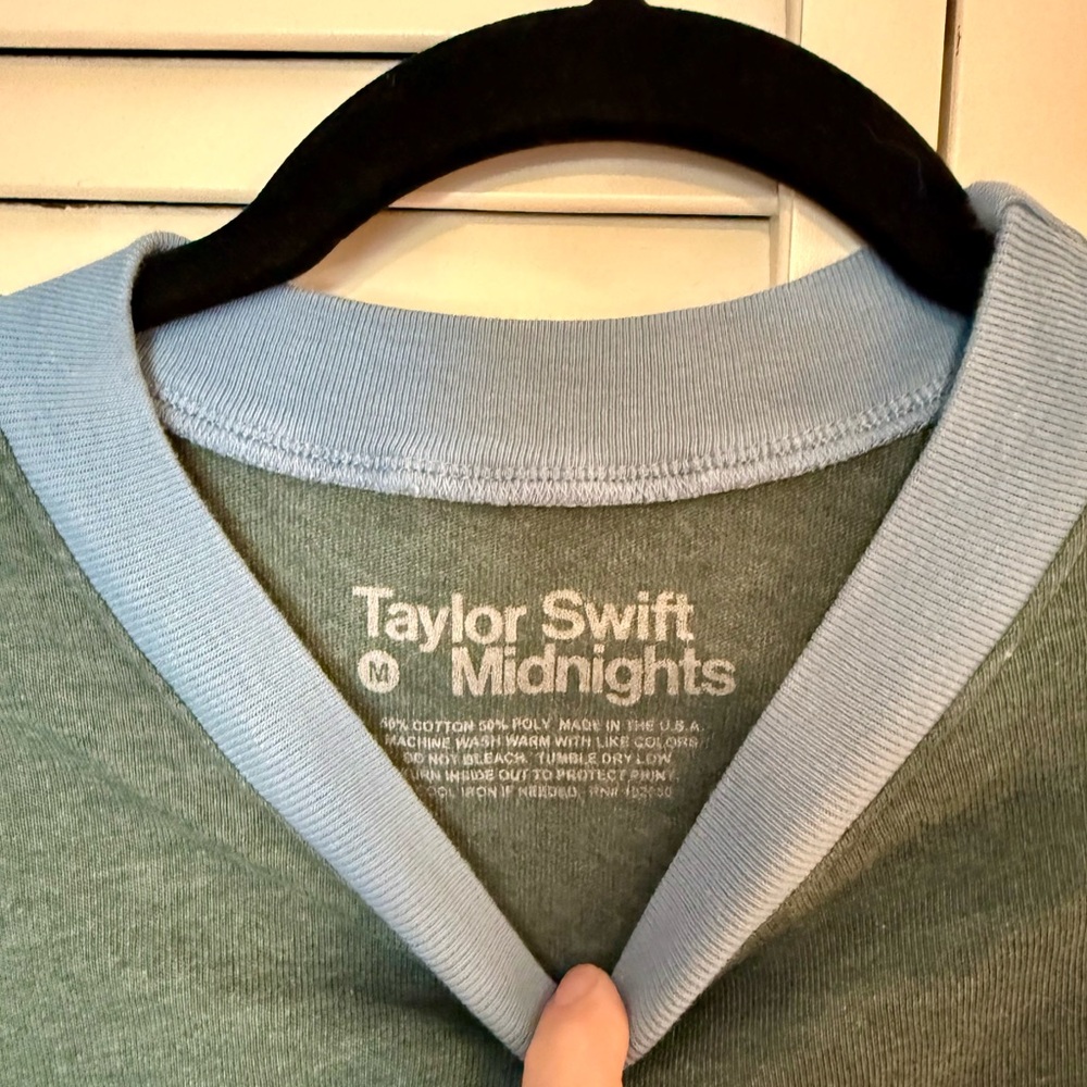 Taylor Swift Midnights Green and Light Blue Ringer T-Shirt. Never worn - Picture 2 of 6